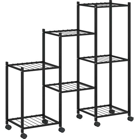 Jardinière Bac à fleurs avec roues 83x25x83,5 cm Noir Fer (1/5)
