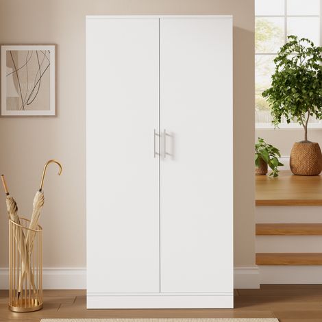 OKWISH Scarpiera alta con ripiani sulle ante e ripiani regolabili bianca 80 x 40 x 160 cm (1/5)