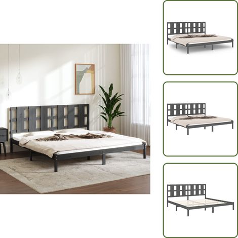 Letto in legno - vidaXL Giroletto Grigio in Legno Massello di Pino 200x200 cm -