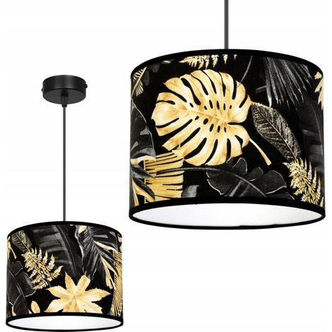 LÁMPARA DE TECHO COLGANTE, PANTALLA, FLORES DORADAS, LED (1/5)