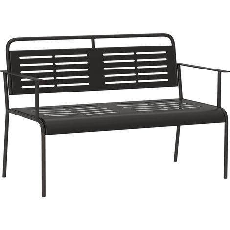 - Panchina da giardino, resistente alle intemperie, arredo da giardino idrorepellente con schienale e braccioli 121 x 64 x 84 cm, nera