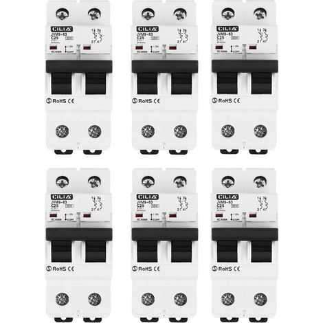 Lot de 6 Disjoncteur Magnétothermique CILIA Bipolaire (1P+N) Courbe C, 6kA, 230V Disjoncteur Modulaire 2 Modules pour Tableau Électrique et Rail DIN, 25A