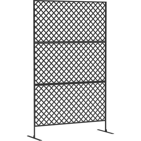 Cloison de séparation 3 panneaux 122, en métal, noir, 122 x 198 cm, pour jardin et terrasse, structure indépendante. Pour jardin