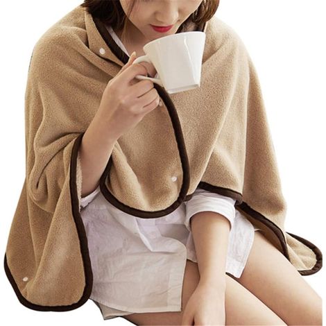 Couverture portable en polaire douce, châle à boutons, jeté chaud et douillet pour canapé, 2742 pouces (Camel) (1/3)