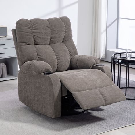 Fauteuil inclinable pivotant avec repose-pieds, supportant jusqu'à 150 kg, structure en acier, 88 x 96 x 108 cm, marron clair (1/5)