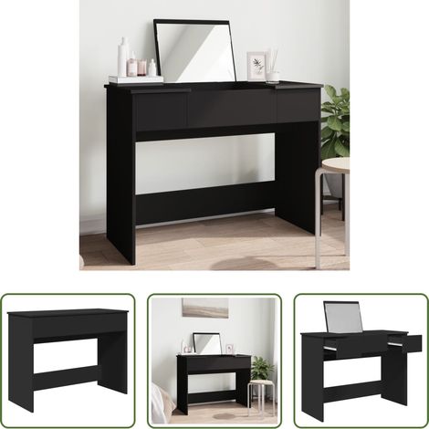 Rangement beauté - Coiffeuse avec miroir noir 100x45x76 cm (1/5)