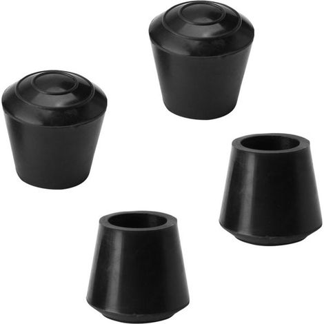 Pied de meuble Embout Pied Chaise 10mm ID Patin Anti-dérapant Caoutchouc Tampon Capuchon Protecteur plancher Noir 4Pcs