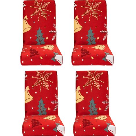 Housses de chaise de noël élastiques, 4 pièces, housses de protection modernes pour salle à manger, cadeau pour chambre d'hôtel (1/5)