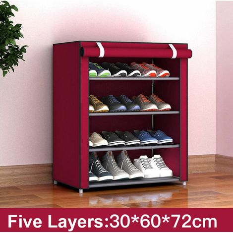 Green Mobility-Rangement non tisse etagere a chaussures couloir armoire organisateur support 3/4/5/6/8 couches antipoussiere assembler chaussures etagere bricolage meubles de maison, modele: Bourgogne (1/5)
