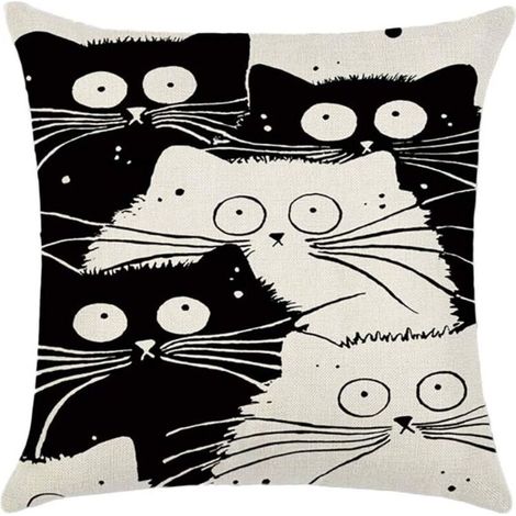 Housse de coussin en lin Chinchilla motif chat dessin animé housse de coussin douce décoration de canapé maison voiture bureau (1/5)