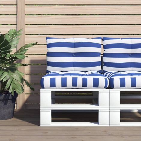 vidaXL Cuscini per Pallet 2 pz Strisce Blu e Bianche Tessuto Oxford (1/6)