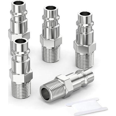 5 conectores de línea de aire de 1/4 de pulgada, accesorios para compresor con rosca macho BSP de 1/4" estilo europeo, acoplamiento rápido para manguera de aire, enchufe de aire (1/4)