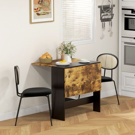 Mesa Plegable de Comedor Mesa de Cocina con Alas Abatibles para Espacio Pequeño 103x76x73,5 cm Negro y Marrón Rústico (1/5)