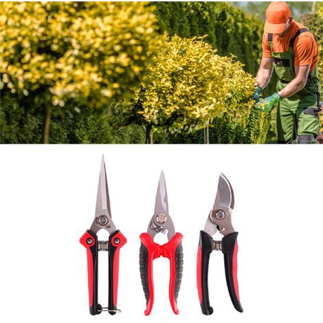 3-teiliges Set professioneller Gartenscheren mit Klingen aus Edelstahl zum Schneiden und Beschneiden von Pflanzen. (1/5)
