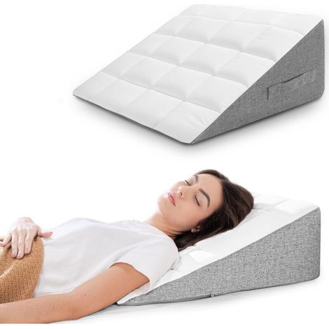 Wedge Pillow for Bed, Reading Pillow, Triangular Wedge Pillow for Neck, Back, and Legs, Double-Filled Pillowcase (1/5)