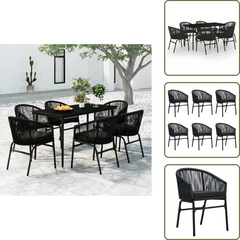 Mobili da giardino - vidaXL Set Mobili da Pranzo per Giardino 7 pz Nero - Tavolo in vetro