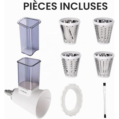 Accessoire de Trancheuse de légumes pour Pâtissier, accessoires pour hachoir, râpe à fromage, coupe-tout, coupe-fruits, Vegetable Slicer,Ajout pour saladier (1/2)