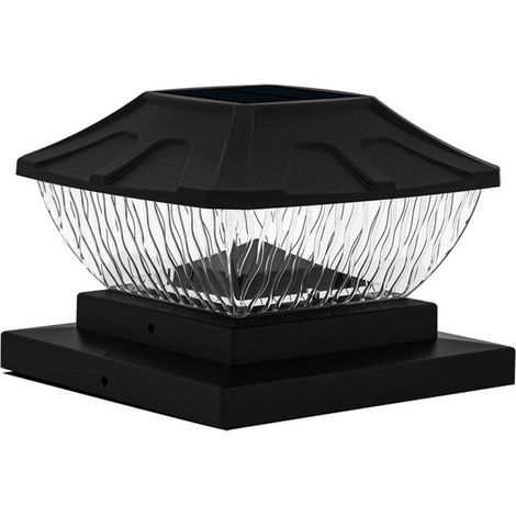 Applique Solaire Étanche IP65 pour Pilier 6x6 Pouces, Batterie 600 mAh, Lumière Blanche Chaude ou Neutre, Design Moderne Noir (1/5)
