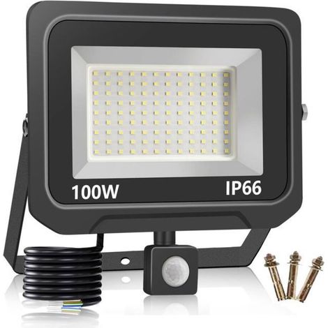 Projecteur LED de Détecteur Mouvement Extérieur, BIENCOME 100W 10000LM Projecteur LED Super Brillant 6000K Blanc Froid IP66 Etanche (1/5)