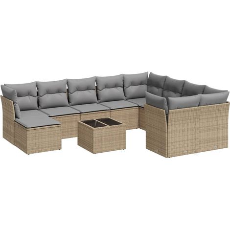 Maison Exclusive - Set de sofás de jardín 11pzas con cojines ratá (1/3)