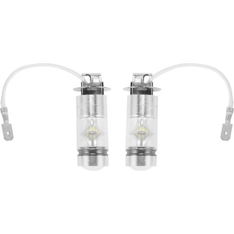 KLVGTIFS PU - Lot de 2 ampoules LED blanches 6000K H3 100W 2323 pour feux antibrouillard et feux de jour (DRL) de voiture