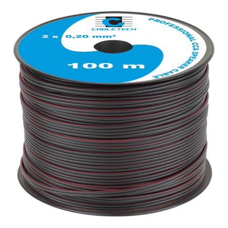 Câble d'enceinte 100 m, 2 x 0,2 mm², câble CCA, rouleau Cabletech