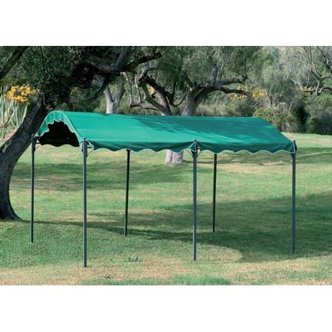 Gazebo ad onda in metallo 3x4m a sei pali portanti Verde - Mod. AutoStop