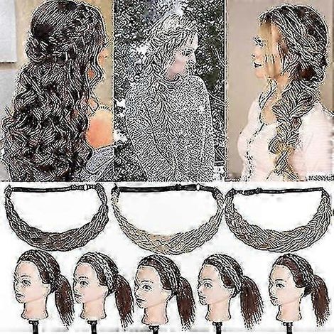 Damenperücke mit verstellbarem elastischem Kopfband, geflochtenen Haarverlängerungen, vielseitiges Schönheitsaccessoire, dehnbare Frisur für Volumen und Stil. (1/5)