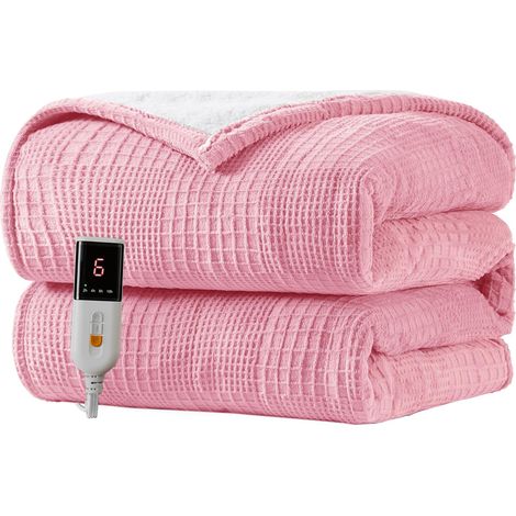 Couverture Chauffante 130X160cm, Lavable en Machine,Rose (1/5)
