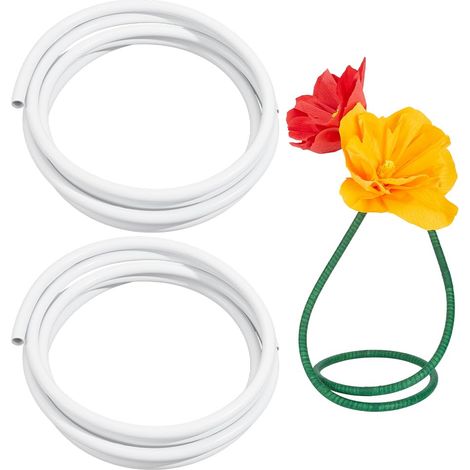 10m Tuyau Flexible pour Tiges de Fleurs 16mm Tube en Plastique Blanc Tige Pliable en Aluminium pour Tiges de Fleurs Artificielles Décoration D'Arche Mariage Cosplay Bricolage, 2 Rouleaux (1/5)