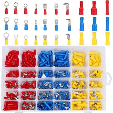 480pcs Cosse Electriques,Cosses Electriques pour Voiture,Connecteur Electrique,Assortiment Connecteurs Isoées sertissage (1/4)