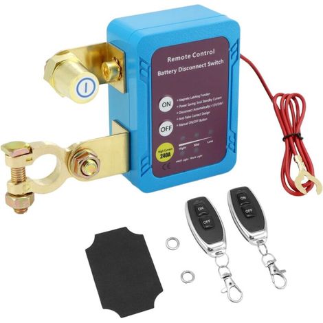12 V 240 A coupe circuit voiture interrupteur batterie, interrupteur d'isolation de batterie avec 2 télécommandes, pour camions, automobiles, camping-cars (1/5)