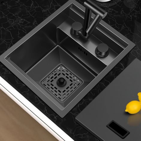 LEDANDER Évier de cuisine en acier inoxydable 304-un évier de bar compact à cuve unique, à encastrer par le dessous. Résistant à la rouille 40x44cm (1/5)