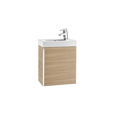 Roca – Meuble sous vasque suspendu 450mm – Lave-mains en porcelaine – Chêne texturé – Dimensions 450x250x575mm (1/2)