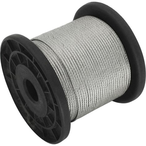 Câble en acier inoxydable 304 à 7 brins, 100 m avec 30 boucles et serre-câbles aluminium (résistance 110 MPa) (1/5)