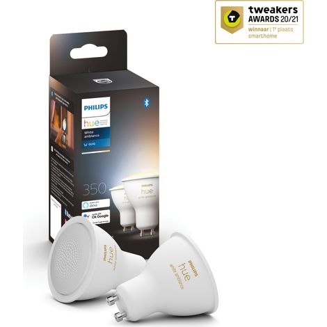 Philips Hue White ambiance - Bombilla de foco LED - GU10 - 4.3 W (equivalente 35 W) - clase G - luz de da de blanco clido a fro - 2200-6500 K (paqu (1/5)
