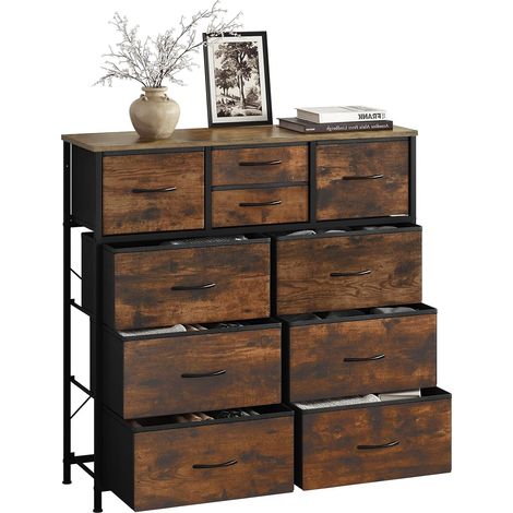 WOLTU Modern 10 Fabric Drawer Chest of Drawers Vintage Brown and Black (1/5)