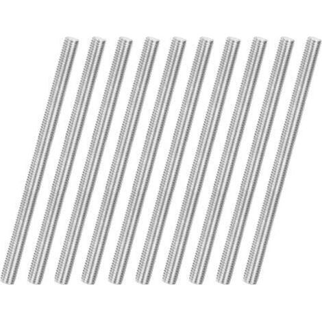 Tiges filetées M6 × 100 mm en acier inoxydable 304 – Lot de 10 pièces, filetage droit, pour fixations meubles et ancres