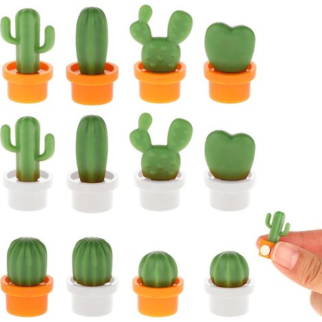 Lot de 12 aimants pour réfrigérateur en forme de plantes succulentes mignonnes, autocollants magnétiques décoratifs pour messages (1/5)