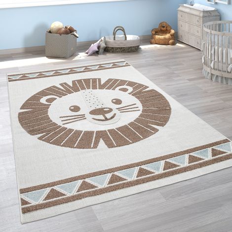 Paco Home Tappeto Bambini Cameretta Bambini Tappeto Outdoor Tappeto Da Gioco Animali 3D 160x220 cm, Beige