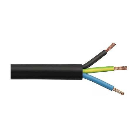 Câble en caoutchouc H07RN-F 3G2,5 mm² à 3 fils avec conducteur de protection, 450/750 V, résistant aux UV, à l'huile et aux produits chimiques, ignifuge, pour extérieur, industriel, atelier (1/5)