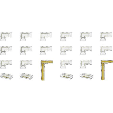 Connecteurs de 8 mm, 16 connecteurs en L/d'angle, 4 connecteurs sans espace pour rubans LED COB, NE CONVIENT PAS aux rubans LED de 10 mm (1/5)