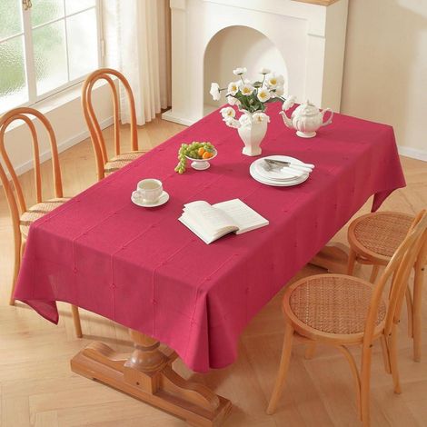 Abwaschbare Leinen-Tischdecke 250x135cm Rot für Küche & Garten
