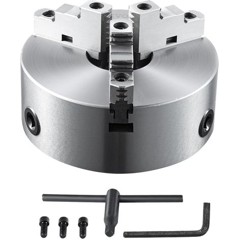 VEVOR Mandrino a 3 Ganasce per Tornio Mandrino Autocentrante Materiale in HT300 Diametro 250 ± 5 mm, Mandrino per Tornio a 3 Griffe Gamma di Serraggio 6-110mm, Mandrino Autocentrante per Tornio 250mm (1/5)