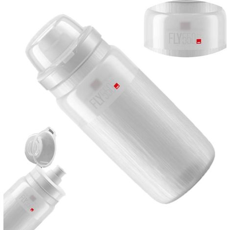 Borraccia Elite Fly MTB Texas trasparente grigia con logo, 550 ml, super leggera, senza BPA. (1/3)