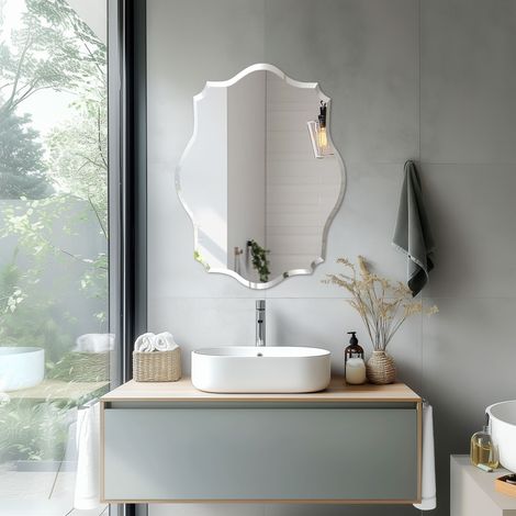 Butterfly Bathroom Mirror Wall Mounted Modern Stylish Design with Contemporary Bevelled Edges - 50cm x 70cm (1/5)