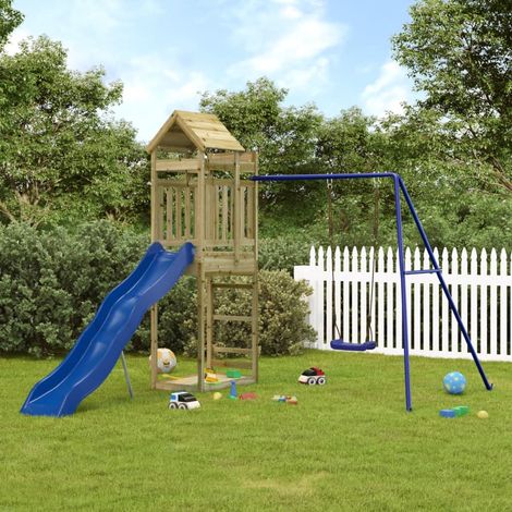 Aire de Jeux d'extérieur, Maison enfant exterieur, Maisonnette de jeu bois de pin imprégné LKOWF28483 (1/5)