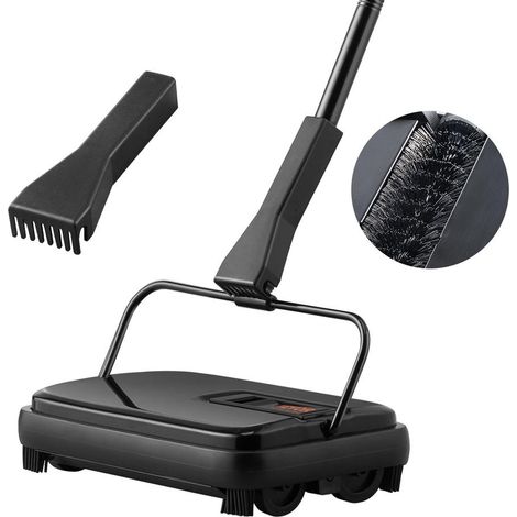 Brosses rotatives balayeuse manuelle 200 mm, nettoyage silencieux pour sols durs, stratifiés et tapis (1/5)