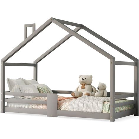 Gutent – Lit d'enfant 90 x 200 cm avec dispositif anti-chute – Structure en pin et MDF – Sommier à lattes – Poids max 120 kg (1/5)