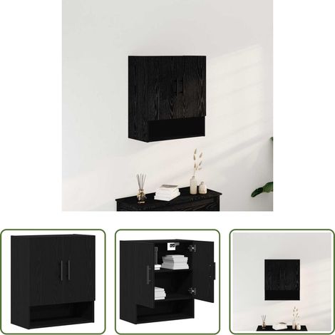 Holzschrank - Wandmontierter Schrank Schwarz Eichen-Optik 60 x 31 x 70 cm (1/5)